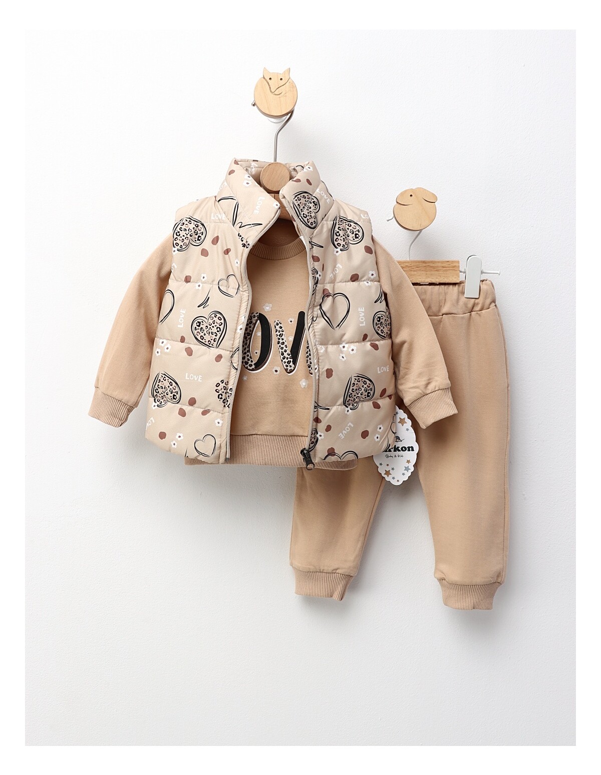 Compleu cu vesta Love and Flowers, bej