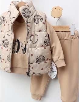 Compleu cu vesta Love and Flowers, bej