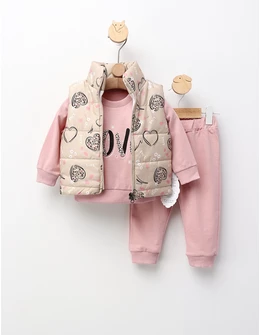 Compleu cu vesta Love and Flowers, roz