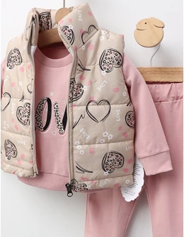 Compleu cu vesta Love and Flowers, roz