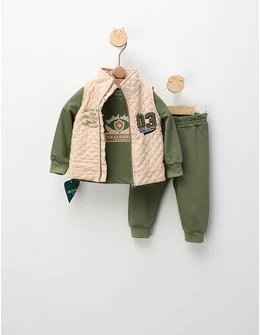 Compleu cu vesta Lt Edition, crem-verde