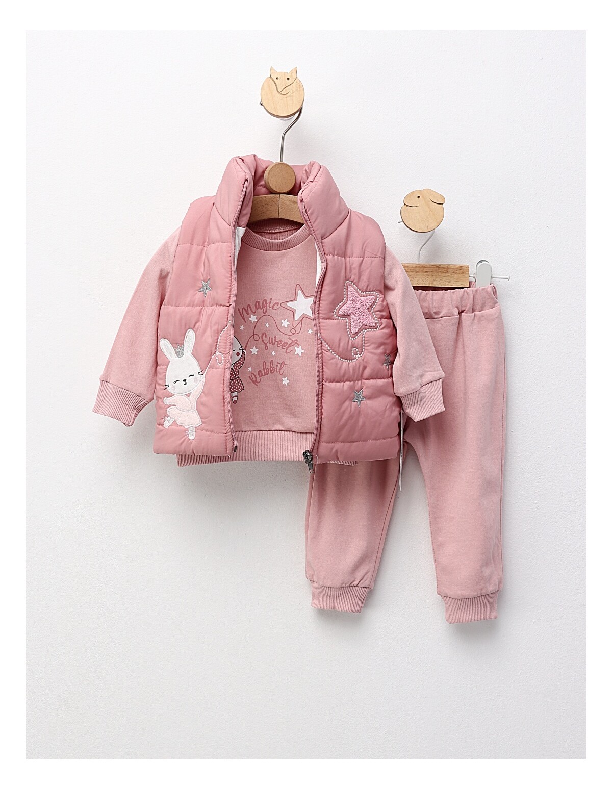 Compleu cu vesta Magic Sweet Rabbit, roz