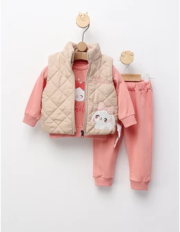 Compleu cu vesta, Me Smile, bej-corai