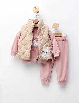 Compleu cu vesta, Me Smile, bej-roz