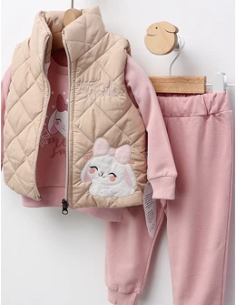 Compleu cu vesta, Me Smile, bej-roz