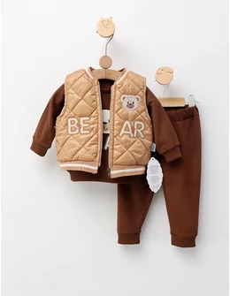 Compleu cu vesta Puffy Bear, maro