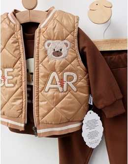 Compleu cu vesta Puffy Bear, maro