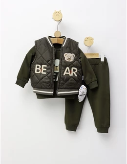 Compleu cu vesta Puffy Bear, verde