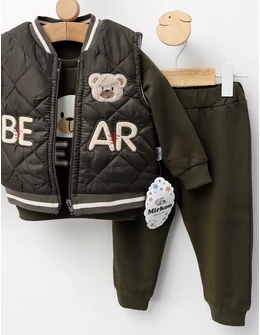 Compleu cu vesta Puffy Bear, verde