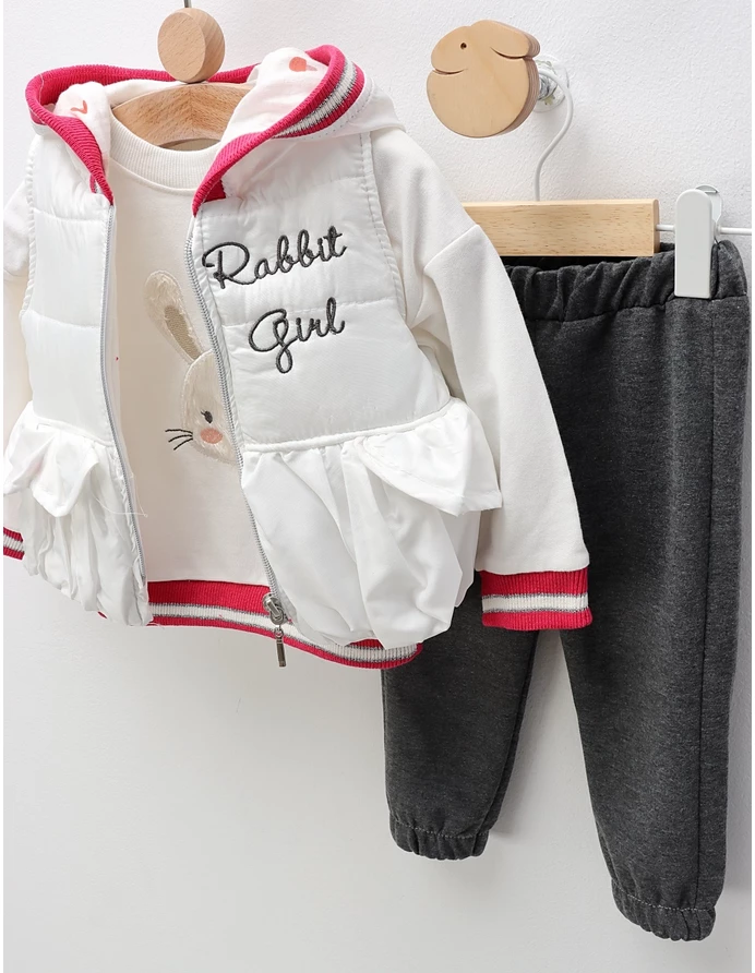 Compleu cu vesta, Rabbit Girl, alb-ciclam picture - 2