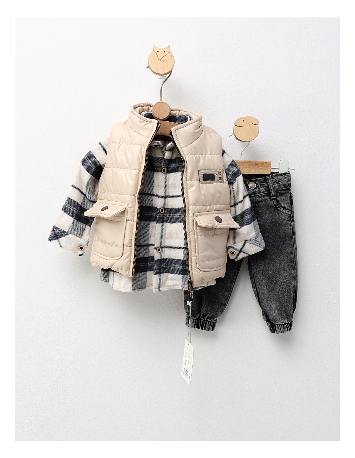 Compleu cu vesta, Tactic Boy, crem-albastru