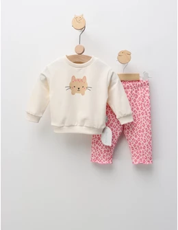 Compleu Felinuta Leopard, crem-roz