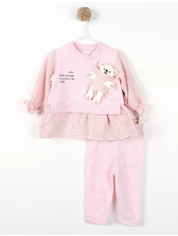 Compleu fetita ursulet cu buzunar model roz 74 (6-9 luni)