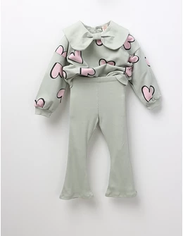 Compleu fetite inimioare Yvona verde