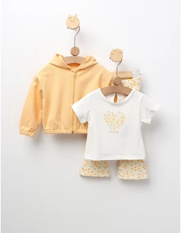 Compleu fetite Spring 3 piese, galben