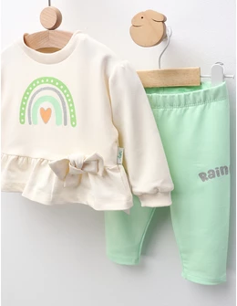 Compleu Heart and RainBow, crem-verde
