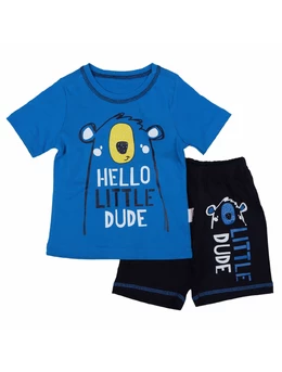 Compleu Hello little dude albastru 92(18-24 luni)
