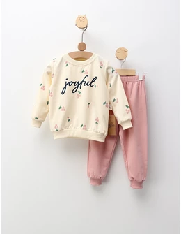 Compleu Joyful, model crem-roz