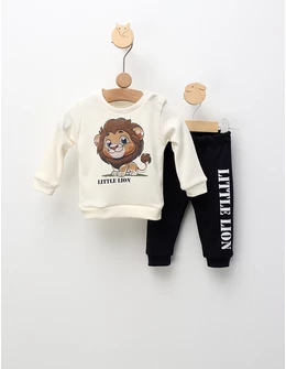 Compleu Little Lion, ecru-bleumarin