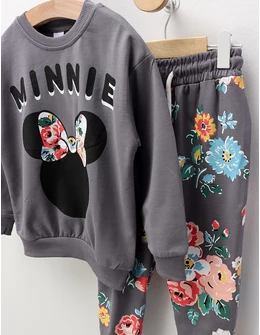 Compleu Minnie si Floricele, cu gri
