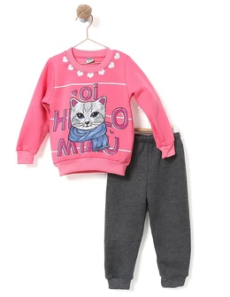 Compleu OI HELLO MIAU roz aprins