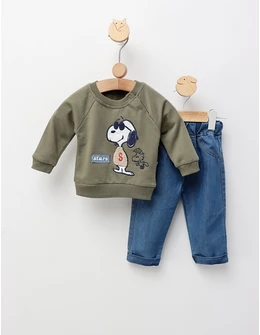 Compleu Snoopy Stars, model verde-inchis