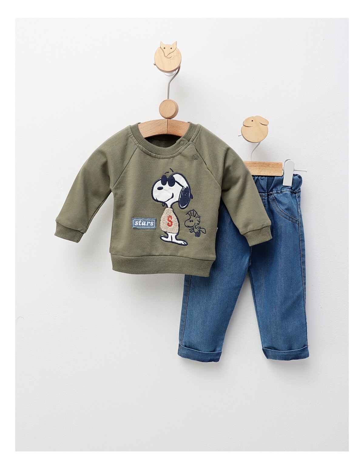 Compleu Snoopy Stars, model verde-inchis
