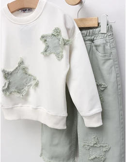 Compleu Two Stars, model alb-verde