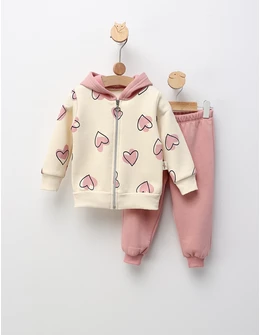 Compleu vatuit Inimioare, model roz