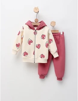 Compleu vatuit Inimioare, model roz-inchis