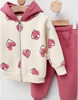 Compleu vatuit Inimioare, model roz-inchis