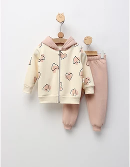 Compleu vatuit Inimioare, model roz-pal