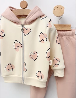 Compleu vatuit Inimioare, model roz-pal