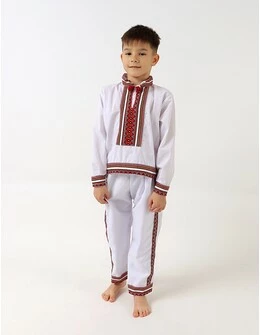 Costum national SIMON alb-rosu