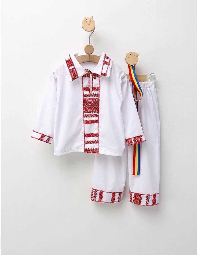 Costum popular baieti 3 piese rosu M1 picture - 2