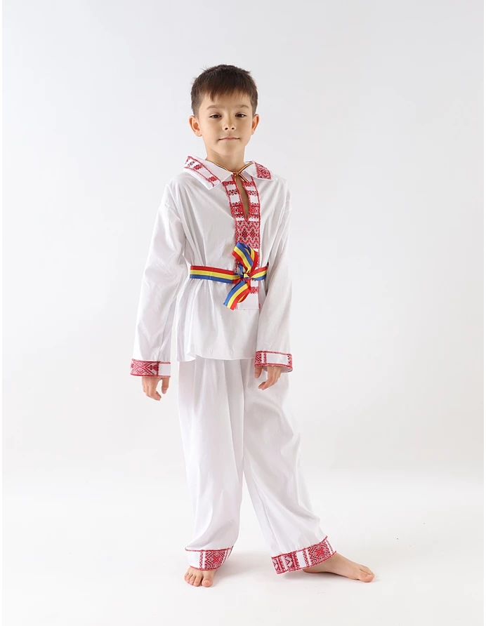 Costum popular baieti 3 piese rosu M1 picture - 6