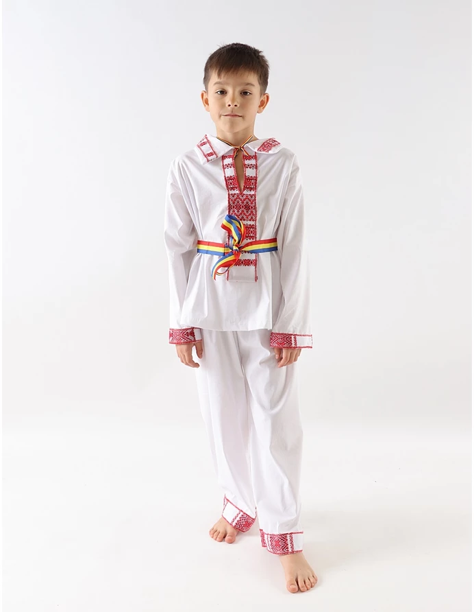 Costum popular baieti 3 piese rosu M1 picture - 3