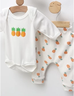 Costumas 3 piese Ananas, cu portocaliu