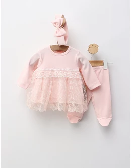 Costumas 3 piese cu rochita, model corai