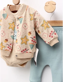 Costumas 3 piese, Fruit Tropical, bej-verde