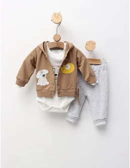 Costumas 3 piese Hy Little Puppy, bej