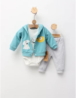 Costumas 3 piese Hy Little Puppy, verde