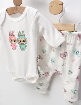 Costumas 3 piese La Bubu, roz-verde