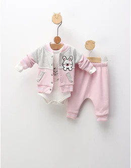 Costumas 3 piese, Rabbit Love, cu roz