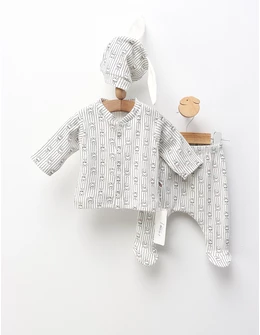 Costumas 3 piese, Urechiuse de Iepuras, cu alb