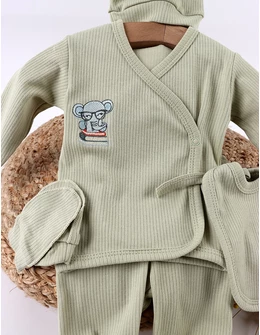 Costumas 5 piese, Elefantel la Scoala, verde fistic