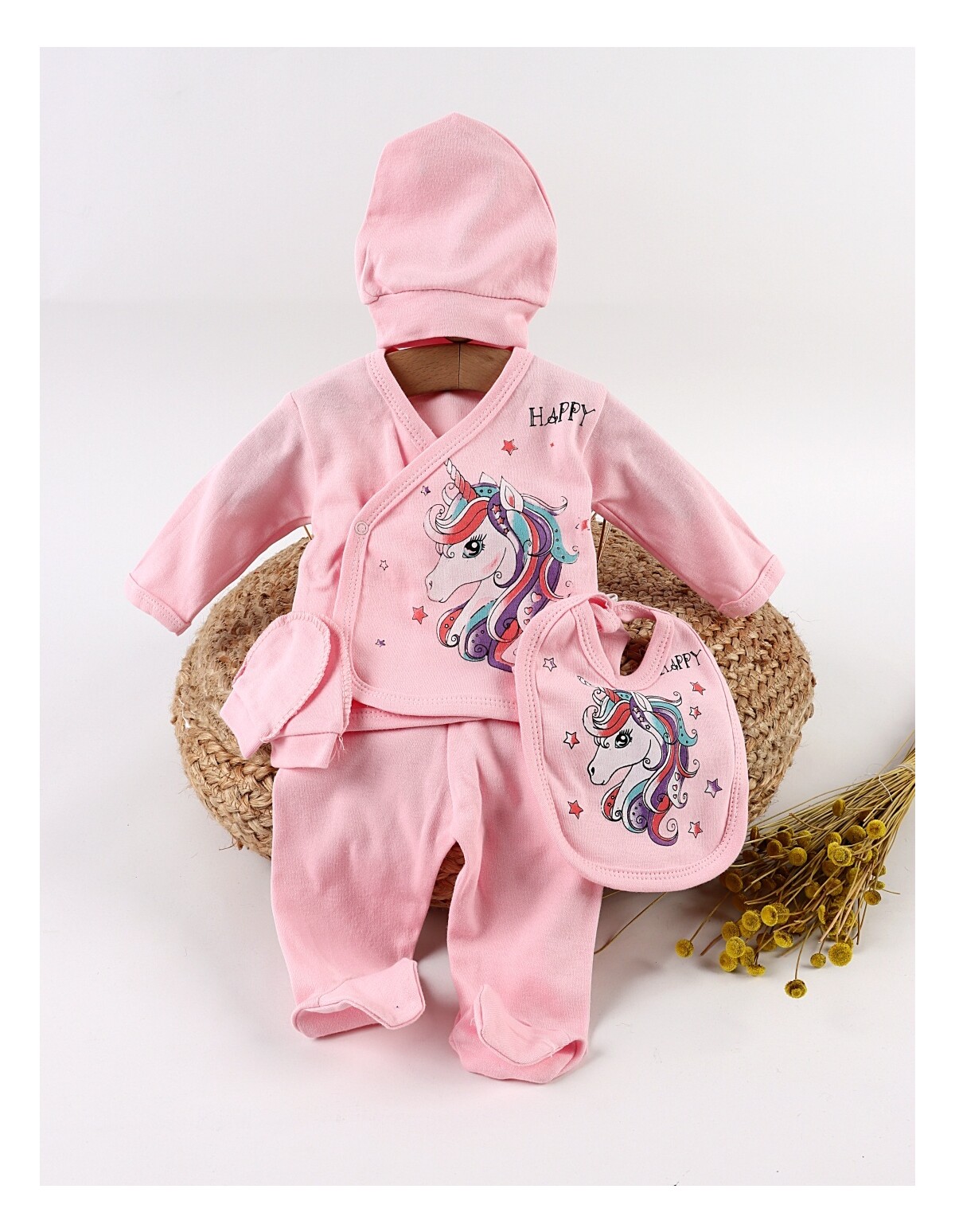 Costumas 5 piese, Happy Unicorn, roz