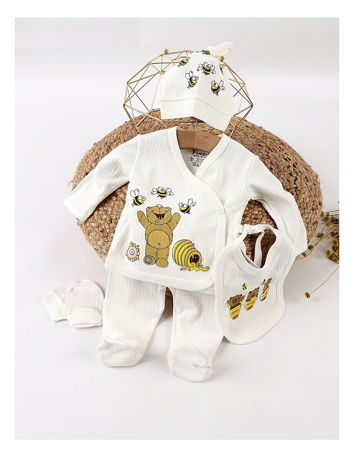 Costumas 5 piese, Honey Bear, alb