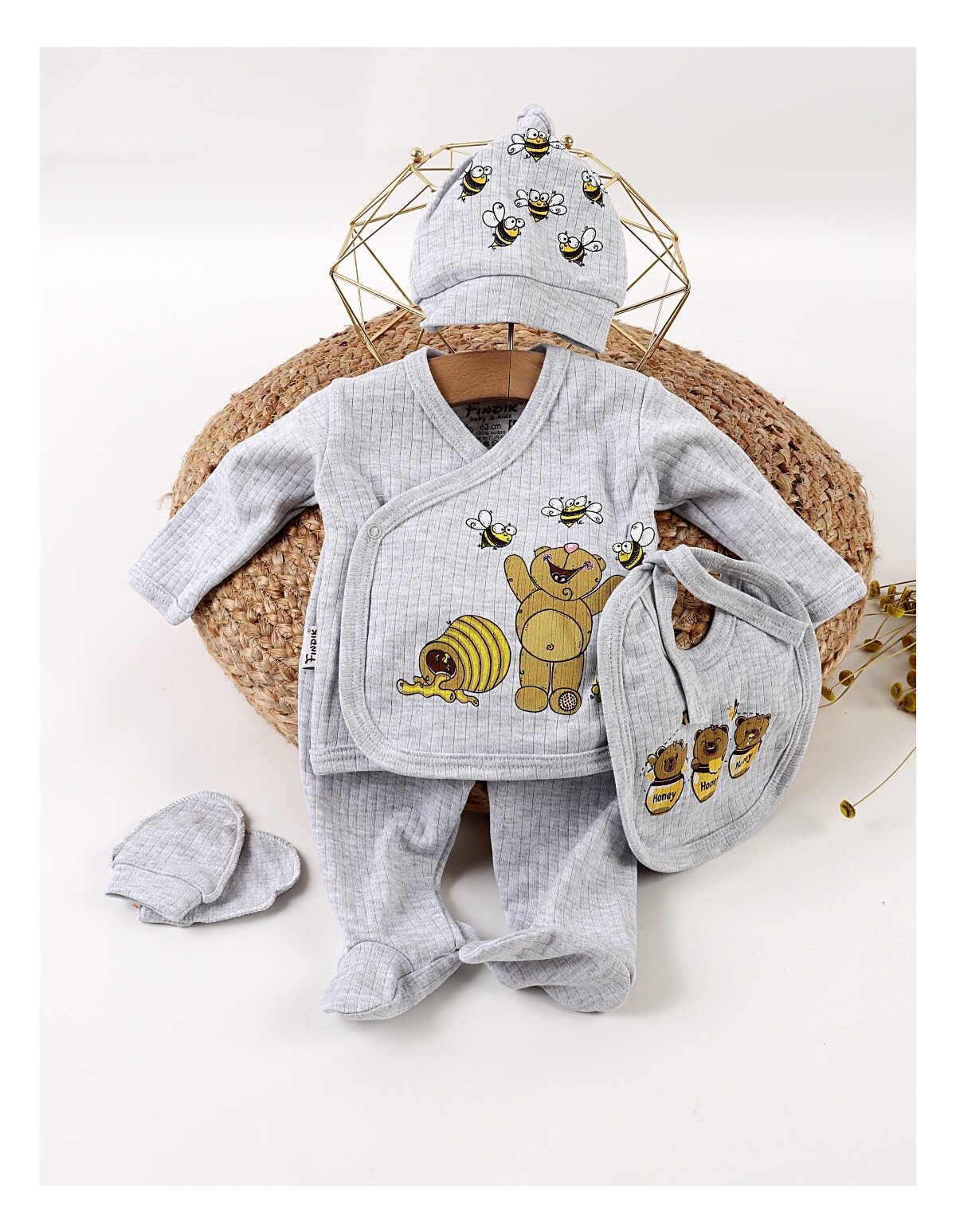 Costumas 5 piese, Honey Bear, gri