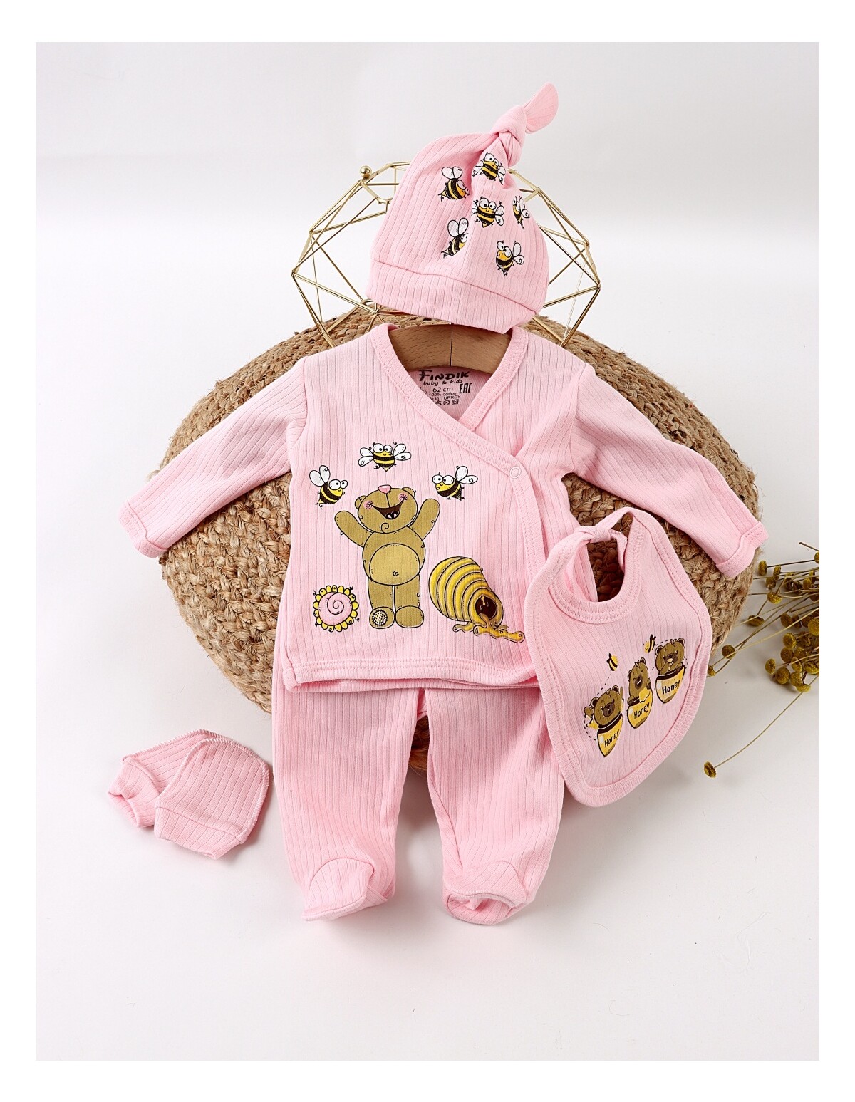 Costumas 5 piese, Honey Bear, roz